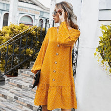 Load image into Gallery viewer, 2021 Spring Summer New Dot Print Dresses Women Casual Loose V Neck Long Sleeve A-Line Dress Female Vintage Fashion Button Dress