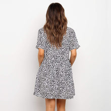 Load image into Gallery viewer, 2021 Spring Summer New Floral Short Dress Women V Neck  Single Breasted High Waist Print Ladies Slim Button Dot Dresses