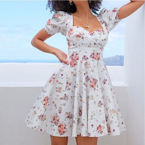 2021 Spring Summer Print Skirt Sexy Open Back Floral Party Beach Bodycon Casual Dress Elegant Women Ladies Dresses Boho Gothic