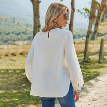 Load image into Gallery viewer, 2021 Spring Summer Women Casual Long Blouse Shirts O Neck Lace Chiffon White Shirts Fashion Female Floral Tops Female Blusas