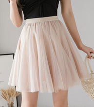 Load image into Gallery viewer, 2021 Spring Women Korean Sweet Mini Skirt Elegant Ladies Elastic Waist Mesh Casual Short Skirts Female