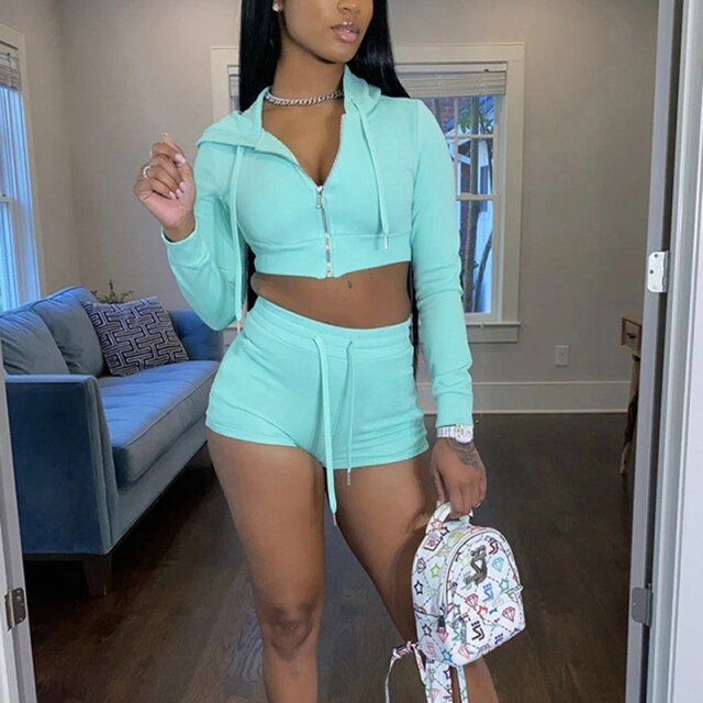 2021 Spring and Autumn Women's New Hooded Cardigan Sweater Fashion Casual Suit Two-piece Ladies Elegant Long Sleeve Top+