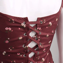 Load image into Gallery viewer, 2021 Square Collar Bandage Crop Tops Camisole Burgundy Fashion Temperament Personality Summer Sexy Floral Women Top New
