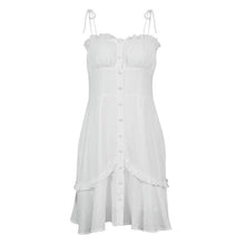 Load image into Gallery viewer, 2021 Summer Autumn New Sexy White V-Neck Ruffle Skirt Women Party Long Beach Dress Elegant Dresses Clothes Gothic Harajuku Boho