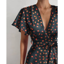 Load image into Gallery viewer, 2021 Summer Autumn New V-neck Ruffle Party Long Beach Bodycon Casual Dress Elegant Printing Ladies Dresses Vintage Gothic Boho