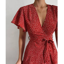 Load image into Gallery viewer, 2021 Summer Autumn New V-neck Ruffle Party Long Beach Bodycon Casual Dress Elegant Printing Ladies Dresses Vintage Gothic Boho