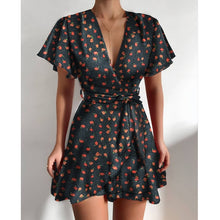 Load image into Gallery viewer, 2021 Summer Autumn New V-neck Ruffle Party Long Beach Bodycon Casual Dress Elegant Printing Ladies Dresses Vintage Gothic Boho