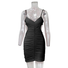 Load image into Gallery viewer, 2021 Summer Autumn New Women&#39;s Sexy V-neck Suspender Pleated Women Party Beach Bodycon Casual Dress Elegant Ladies Dresses Boho