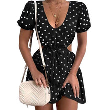 Load image into Gallery viewer, 2021 Summer Autumn Women&#39;s New Polka Dot Skirt V-neck Short Sleeve Sexy Party Beach Bodycon Dress Elegant Women Ladies Dresses