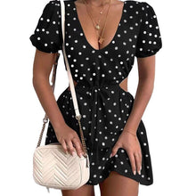 Load image into Gallery viewer, 2021 Summer Autumn Women&#39;s New Polka Dot Skirt V-neck Short Sleeve Sexy Party Beach Bodycon Dress Elegant Women Ladies Dresses