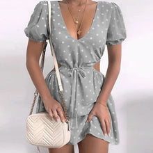 Load image into Gallery viewer, 2021 Summer Autumn Women&#39;s New Polka Dot Skirt V-neck Short Sleeve Sexy Party Beach Bodycon Dress Elegant Women Ladies Dresses