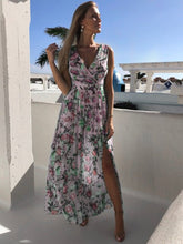 Load image into Gallery viewer, 2021 Summer Boho Sexy Print Floral Beach Peplum Strap Tank Long Maxi Dress For Women Sundress Designer Party Dresses Plus Size