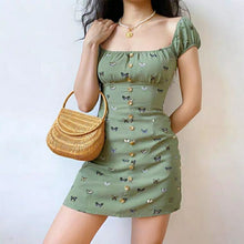 Load image into Gallery viewer, 2021 Summer Butterfly Print  Boho Tie Neck Mini Sexy White Women Dress Elegant Puff Sleeve Y2k Casual Party Beach Light Dresses