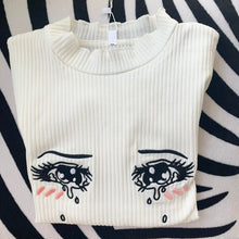 Load image into Gallery viewer, 2021 Summer Cotton Short-Sleeved Kawaii Fun Expression Crop Top Short Fashion Street White Top Y2k Streetwear Women Clothes