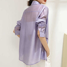 Load image into Gallery viewer, 2021 Summer Crop Top New Chiffon Harajuku Flannel Shirt Women&#39;s Long Sleeve Cardigan Shirt Blouse Women Boho Clothing Korean