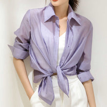 Load image into Gallery viewer, 2021 Summer Crop Top New Chiffon Harajuku Flannel Shirt Women&#39;s Long Sleeve Cardigan Shirt Blouse Women Boho Clothing Korean