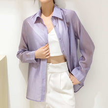 Load image into Gallery viewer, 2021 Summer Crop Top New Chiffon Harajuku Flannel Shirt Women&#39;s Long Sleeve Cardigan Shirt Blouse Women Boho Clothing Korean