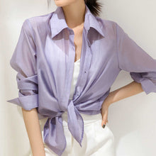 Load image into Gallery viewer, 2021 Summer Crop Top New Chiffon Harajuku Flannel Shirt Women&#39;s Long Sleeve Cardigan Shirt Blouse Women Boho Clothing Korean