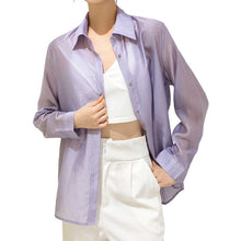 Load image into Gallery viewer, 2021 Summer Crop Top New Chiffon Harajuku Flannel Shirt Women&#39;s Long Sleeve Cardigan Shirt Blouse Women Boho Clothing Korean