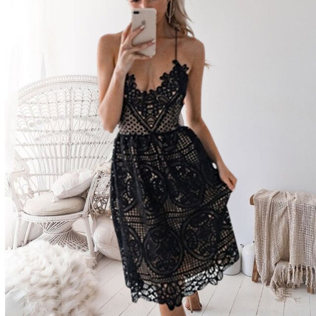 2021 Summer Dress Deep V-neck Long Lace Swimwear Shoulder Strappy Beach Cover ups Sexy Backless beach tunic Crochet Beachwear