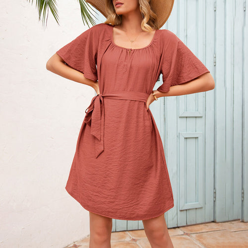 2021 Summer Dress Women's Sundress Fashion Flare Sleeve Elegant Vestido Female Bohemian Party Mini Dresses Robe Femme