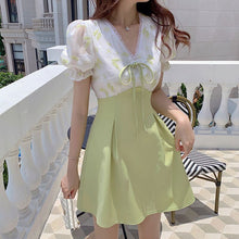 Load image into Gallery viewer, 2021 Summer Elegant Floral Dress Women Print Sweet Cute Evening Party Mini Dresses Puff Sleeve Korean Style Beach Clothing Boho