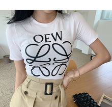 Load image into Gallery viewer, 2021 Summer Elegant Two Piece Set Women Korean White Short Sleeve Letter T-Shirt Top + High Waist OL Bodycon Skirts Casual Suit