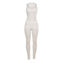 Load image into Gallery viewer, 2021 Summer Fashion Slim Skinny Casual Top+Pant Matching Solid Knitted Two Piece Set Woman Sleeveless Split T-shirt Outfits