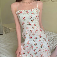 Load image into Gallery viewer, 2021 Summer Floral Kawaii Dress Women Print Elegant Sweet Beach Strap Dress Sexy Party Mini Night Club Ladies Ruffle Dresses