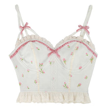 Load image into Gallery viewer, 2021 Summer Floral Kawaii Halter Tops Women White Backless Sexy Beach Sweet Cute Tanks Lace Print Party Korean Fashion Clothing