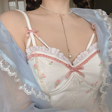 Load image into Gallery viewer, 2021 Summer Floral Kawaii Halter Tops Women White Backless Sexy Beach Sweet Cute Tanks Lace Print Party Korean Fashion Clothing