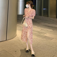 Load image into Gallery viewer, 2021 Summer Flower Sweet Dress Women Party Sexy Bodycon Elegant Split Boho Dress Female Beach Outing High Waist Casual Sundress
