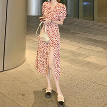 Load image into Gallery viewer, 2021 Summer Flower Sweet Dress Women Party Sexy Bodycon Elegant Split Boho Dress Female Beach Outing High Waist Casual Sundress