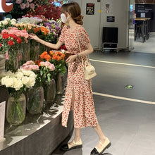 Load image into Gallery viewer, 2021 Summer Flower Sweet Dress Women Party Sexy Bodycon Elegant Split Boho Dress Female Beach Outing High Waist Casual Sundress