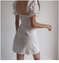 Load image into Gallery viewer, 2021 Summer French Retro Boho Slash Neck Mini Sexy White Women Dress Elegant Puff Sleeve Y2k Casual Party Beach Light Dress Robe