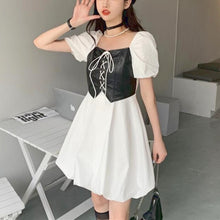 Load image into Gallery viewer, 2021 Summer Harajuku Y2k Mini Dress Women Patchwork Bandage Fit Chic Designer Dress Short Sleeve High Street Korean Casual Dress