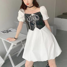 Load image into Gallery viewer, 2021 Summer Harajuku Y2k Mini Dress Women Patchwork Bandage Fit Chic Designer Dress Short Sleeve High Street Korean Casual Dress