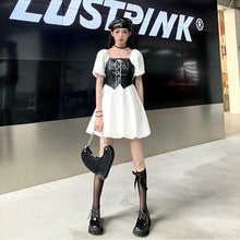 Load image into Gallery viewer, 2021 Summer Harajuku Y2k Mini Dress Women Patchwork Bandage Fit Chic Designer Dress Short Sleeve High Street Korean Casual Dress