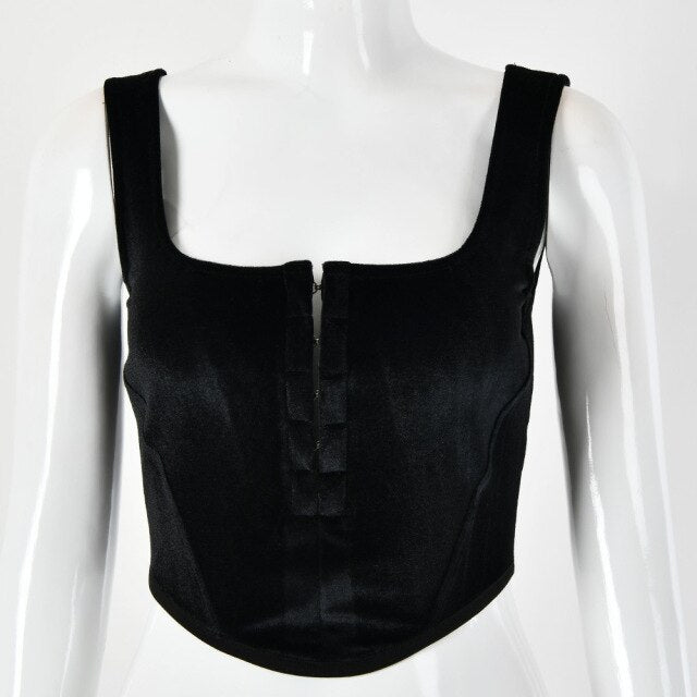 2021 Summer Hot Style All Match Women's Solid Color Breasted Diamond Sexy Slim Crop Upper Outer Garment Sleeveless Tank