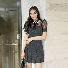 Load image into Gallery viewer, 2021 Summer Korean Style Women Elegant Sweet Bow Lace Stitching Slim A-line Dress Office Lady Party Mini Dress Vestido Feminino