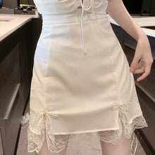 Load image into Gallery viewer, 2021 Summer Lace Patchwork White 2 Piece Sets Womens Outfits Crop Top Korea Short Sleeve Casual Women Strappy Blouses+Mini Skirt