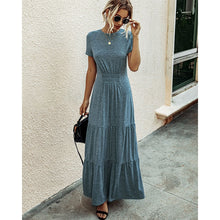 Load image into Gallery viewer, 2021 Summer New Casual Maxi Dress Women Elegant O Neck Short Sleeve Solid Draped Hight Waist Ruffle Party Dressses Robe Vestidos