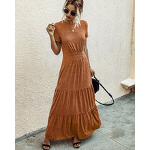 Load image into Gallery viewer, 2021 Summer New Casual Maxi Dress Women Elegant O Neck Short Sleeve Solid Draped Hight Waist Ruffle Party Dressses Robe Vestidos