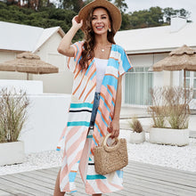 Load image into Gallery viewer, 2021 Summer New Fashion Contrast Color Stripe Printing Casual Sunscreen Cardigan