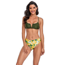 Load image into Gallery viewer, 2021 Summer New Fashion High Waist Bikini Bifurcated Print Sexy Swimsuit Women Suit