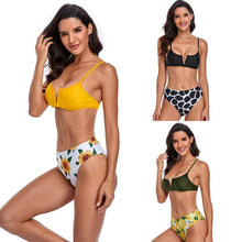 Load image into Gallery viewer, 2021 Summer New Fashion High Waist Bikini Bifurcated Print Sexy Swimsuit Women Suit