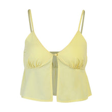 Load image into Gallery viewer, 2021 Summer New Fashion Personality Temperament V Neck Sexy Solid Color Slim Short Stitching Sling Women&#39;s Top