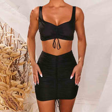 Load image into Gallery viewer, 2021 Summer New Fashion Sexy Low-Cut Bag Hip Skirt Pleated Two-Piece Drawstring Women&#39;s Clothing
