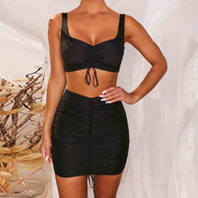 Load image into Gallery viewer, 2021 Summer New Fashion Sexy Low-Cut Bag Hip Skirt Pleated Two-Piece Drawstring Women&#39;s Clothing