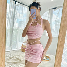 Load image into Gallery viewer, 2021 Summer New Fashion Street Style Sexy Lace-Up Crop Top Slim Fit Skirt Set